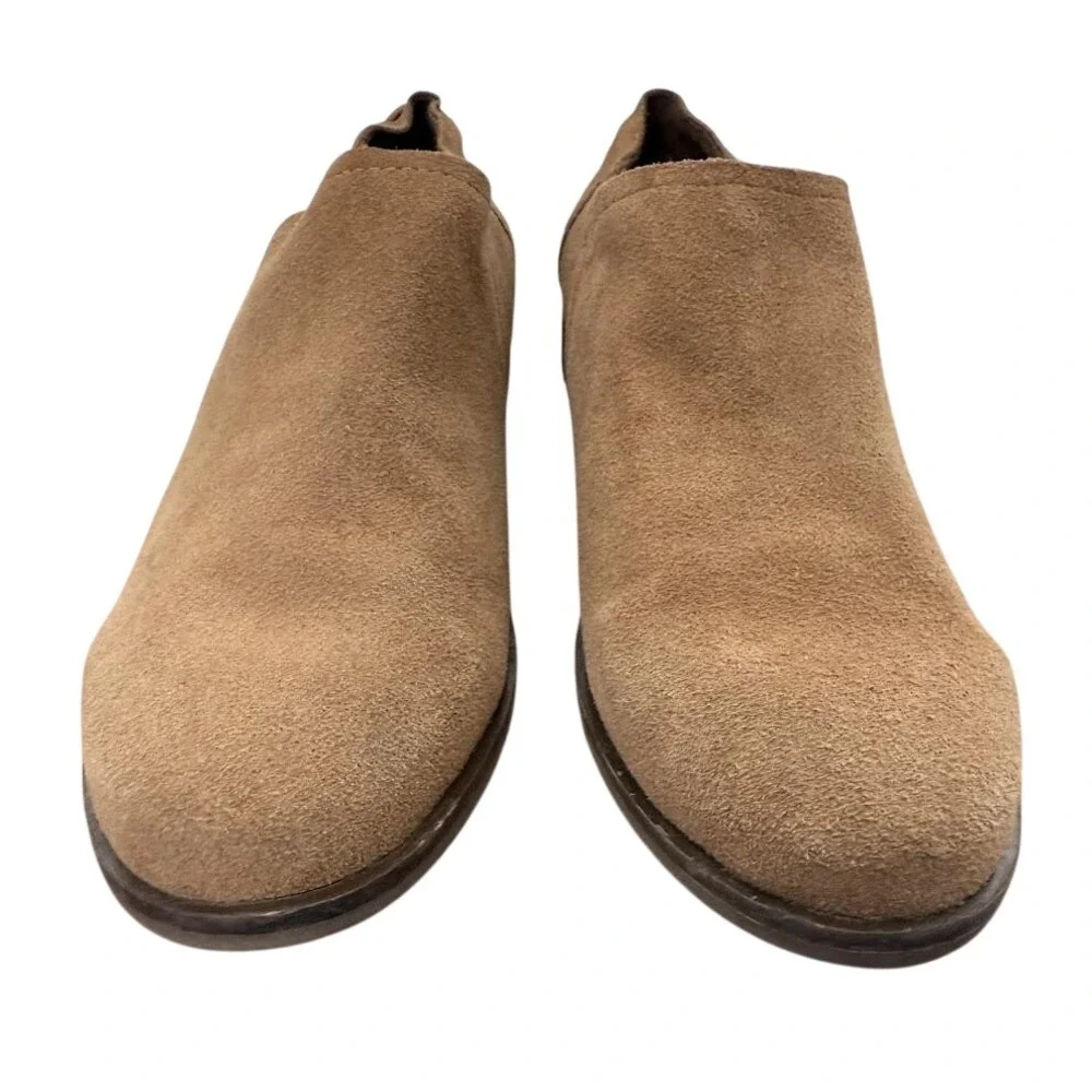 TOMS Deia Tan Suede Slip On Ankle Booties Womens 7.5 Low Stacked Heel 10014594